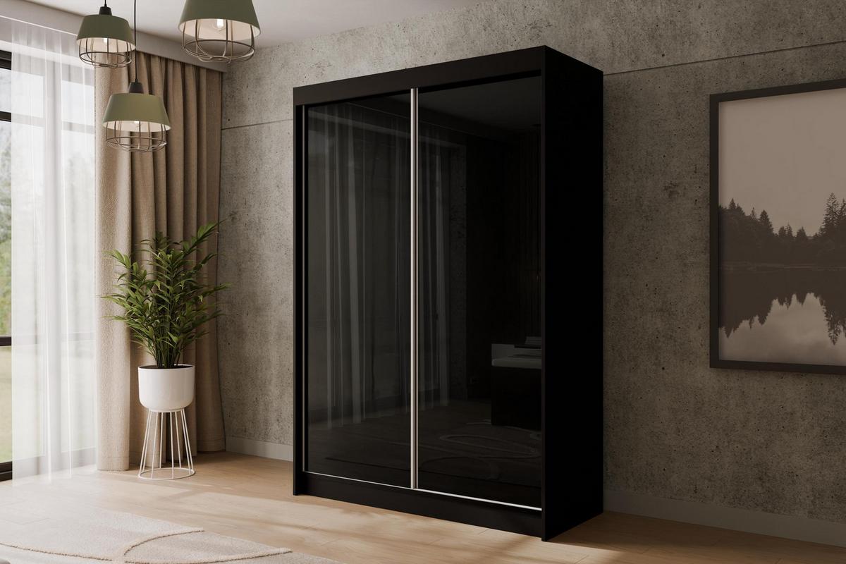 KLEIDERSCHRANK PEKA - 120 cm - Schwarz - Schwarz, Holzwerkstoff (120/215/61cm) - ALTDECOR