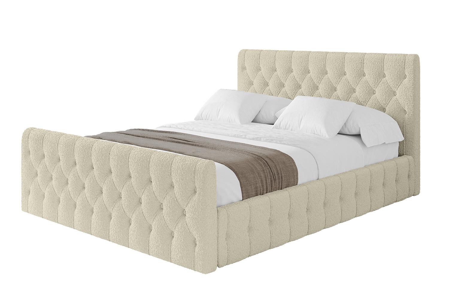 POLSTERBETT mit Bettkasten, Fußteil und Lattenrost, Boxbett mit Matratze H3/H4 - LARO-Z 180x200 Beige - Taupe, Holzwerkstoff/Textil (180/200cm) - ALTDECOR