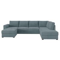 WOHNLANDSCHAFT Wilma Premium, Seite: Rechts - Blaugrau/Schwarz, Holz/Textil (305/85/188cm) - MIRJAN24