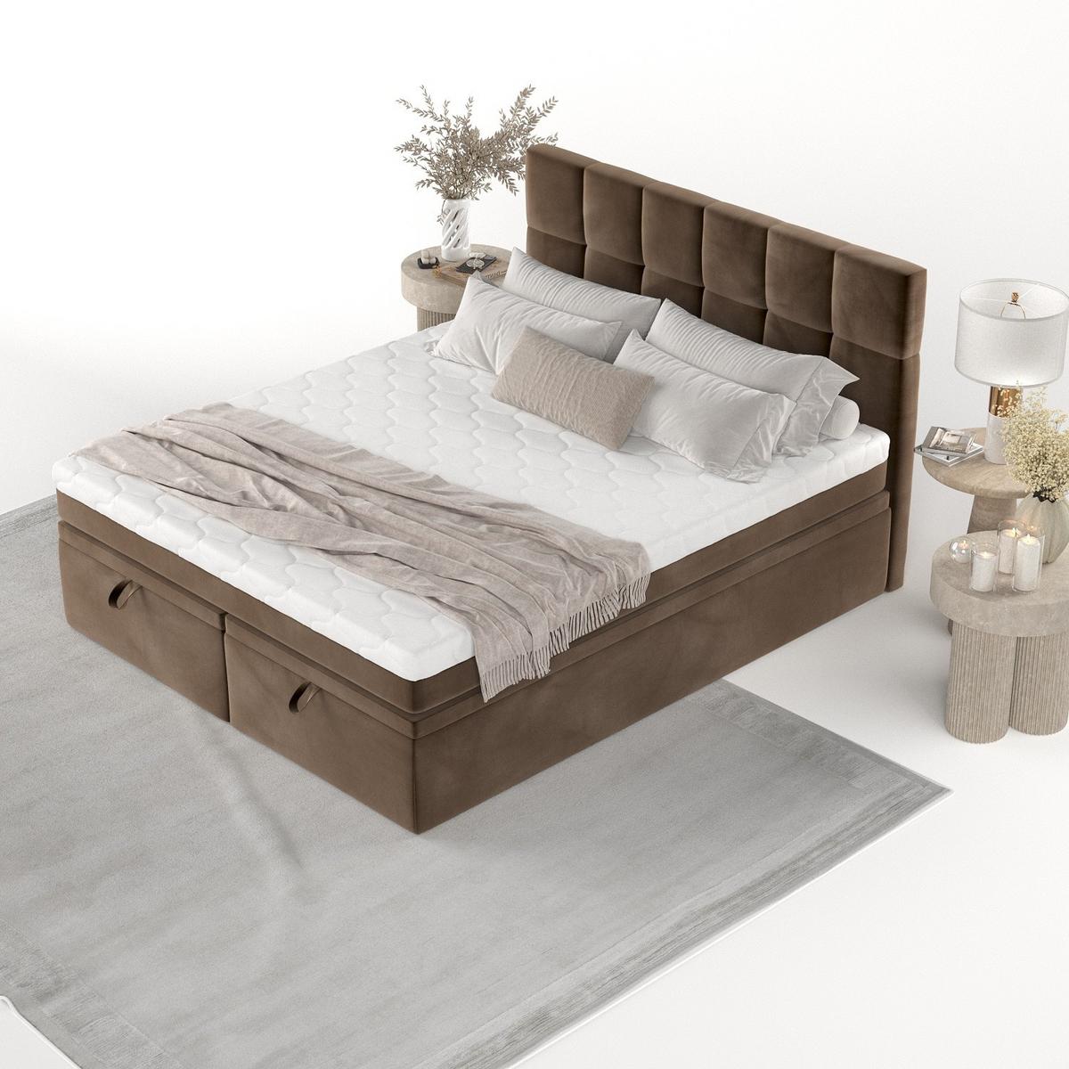 BOXBETT Elano 140/200 cm Braun im Kronos Stoff - Schwarz/Braun, Holz/Holzwerkstoff (140/200cm) - AltaBeds