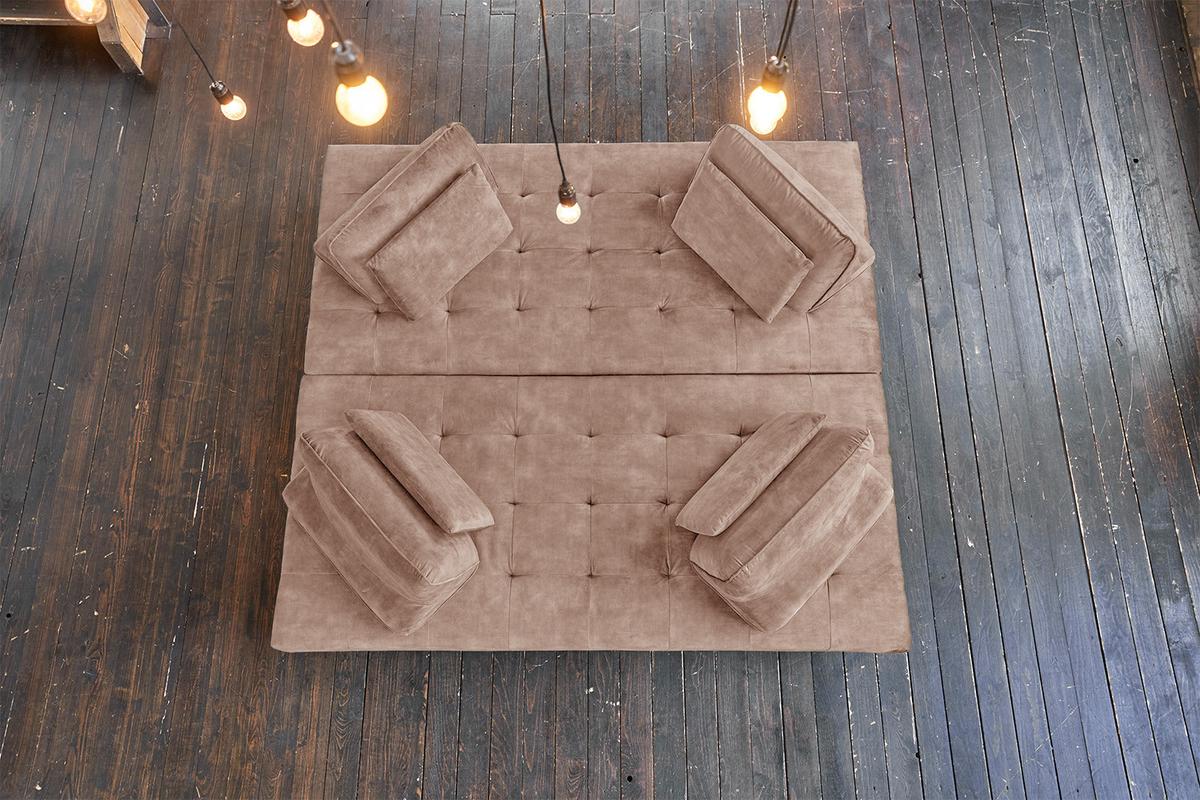 ECKSOFA WIOLO Taupe Velvet - Taupe/Silberfarben, Textil/Metall (350/240cm) - KAWOLA
