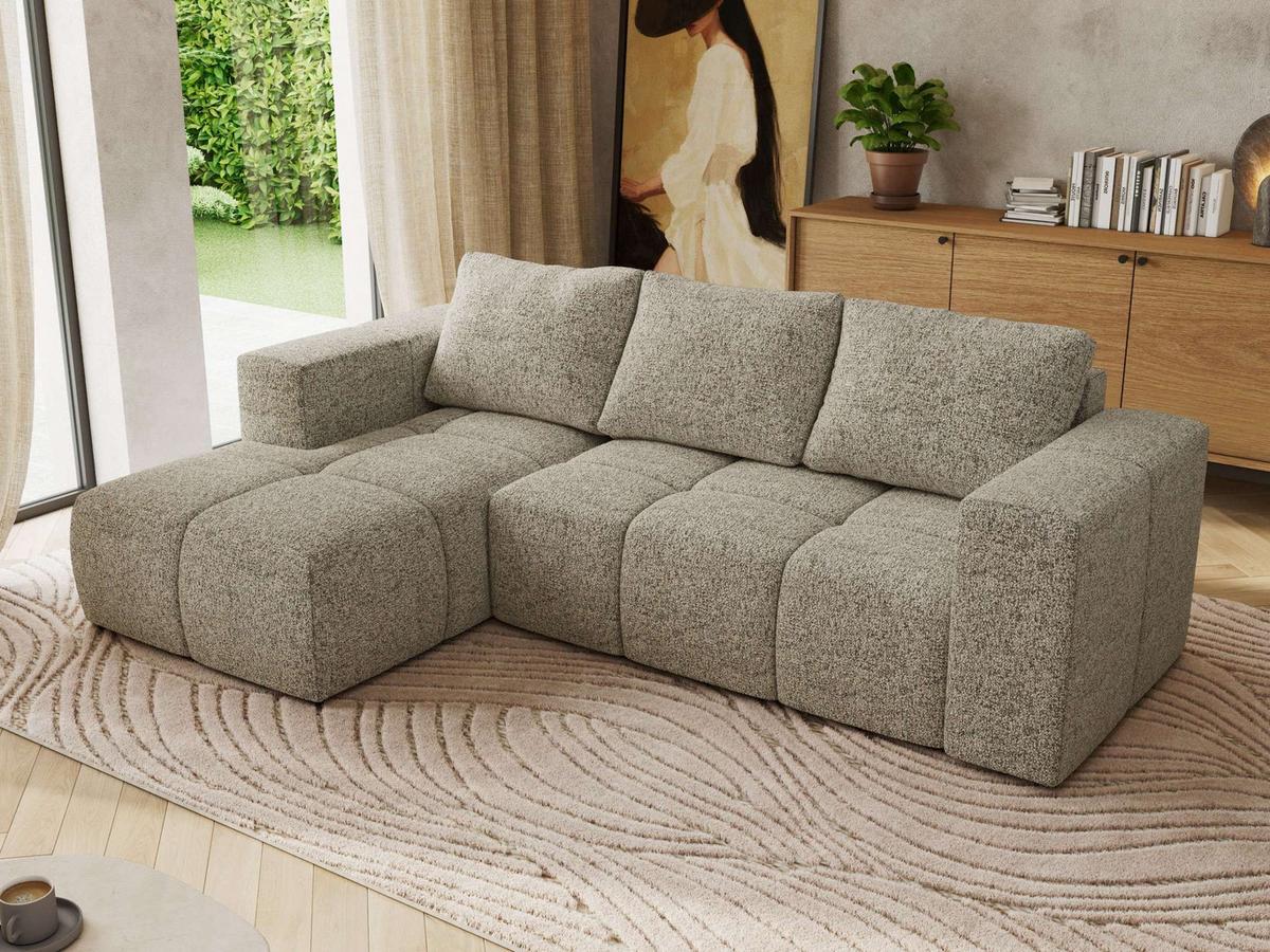 ECKSOFA MONIVA Beige Strukture - Links - Beige/Schwarz, Kunststoff/Textil (164/266cm) - MKS