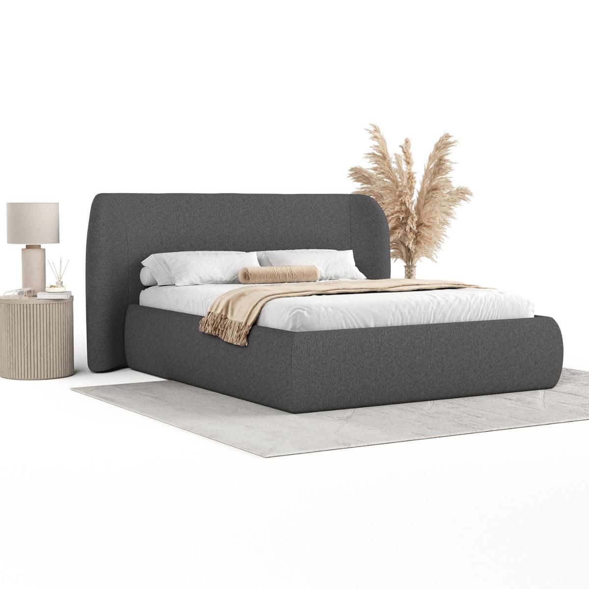 POLSTERBETT Bellano mit Stauraum 140/200 cm Anthrazit im Megan Stoff - Anthrazit/Schwarz, Holz/Holzwerkstoff (140/200cm) - AltaBeds