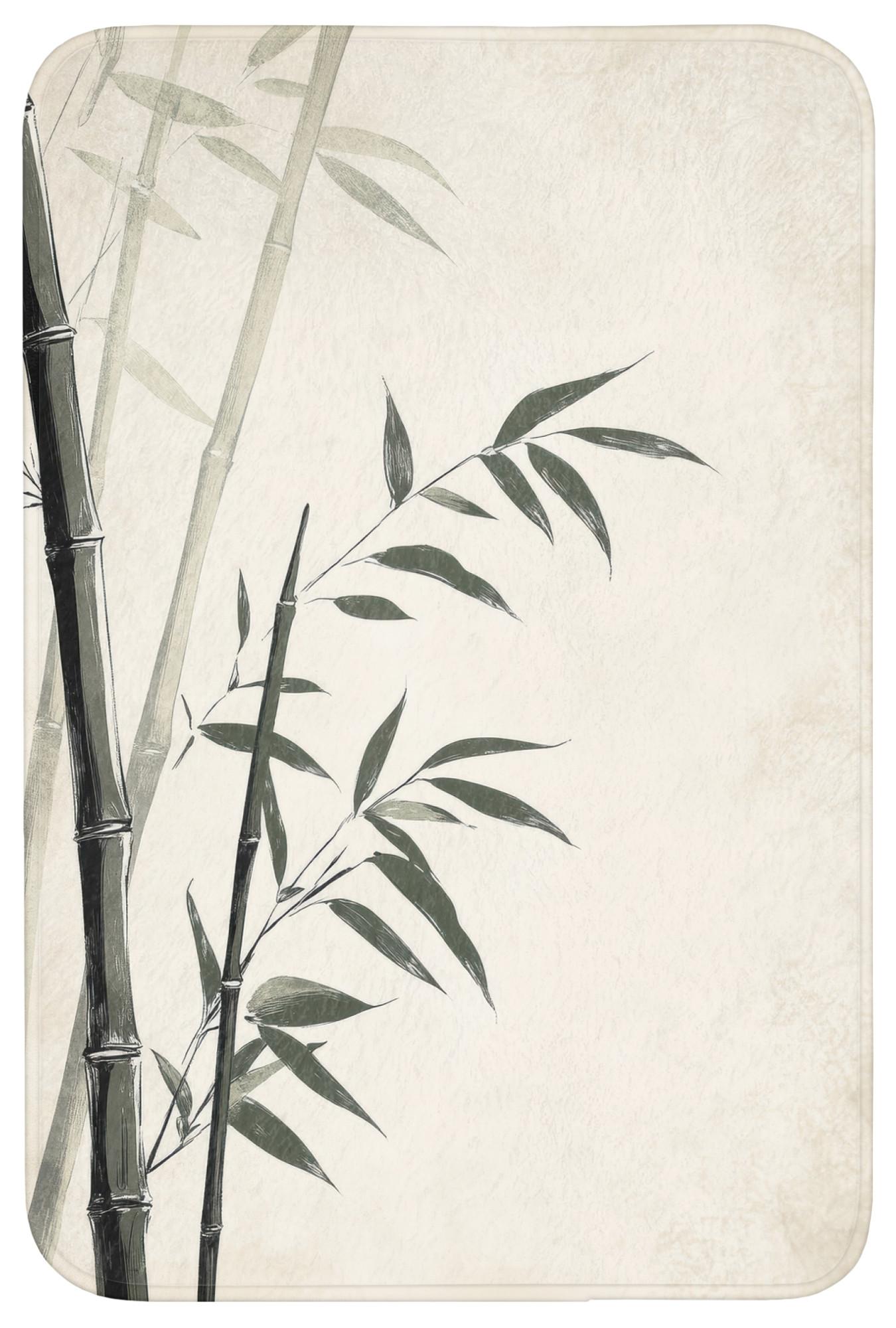 BADEMATTE Japandi - Bambus - Beige Rutschfest 60x90 cm - Ecru, Textil (60/90cm) - OnlyWow