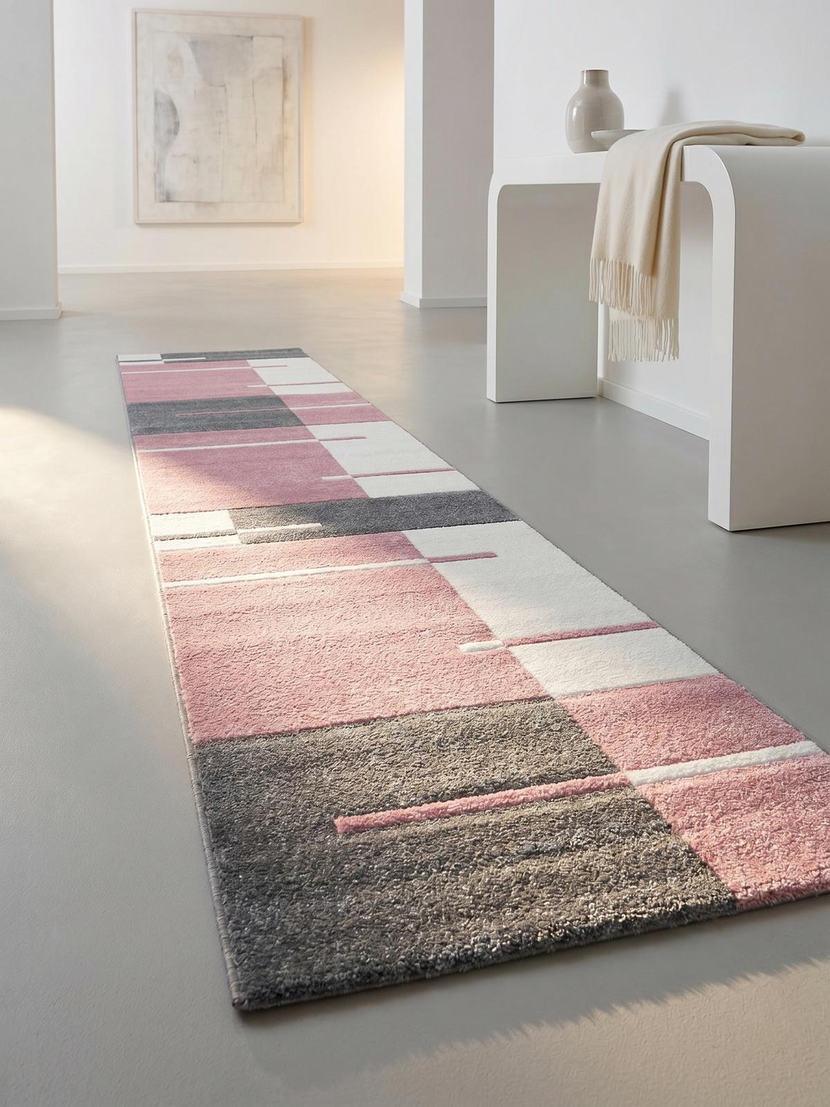 KURZFLORTEPPICH LATEMAR, kariert, Rosa, 80 x 300 cm - Rosa, Textil (300/80cm) - KADIMA DESIGN