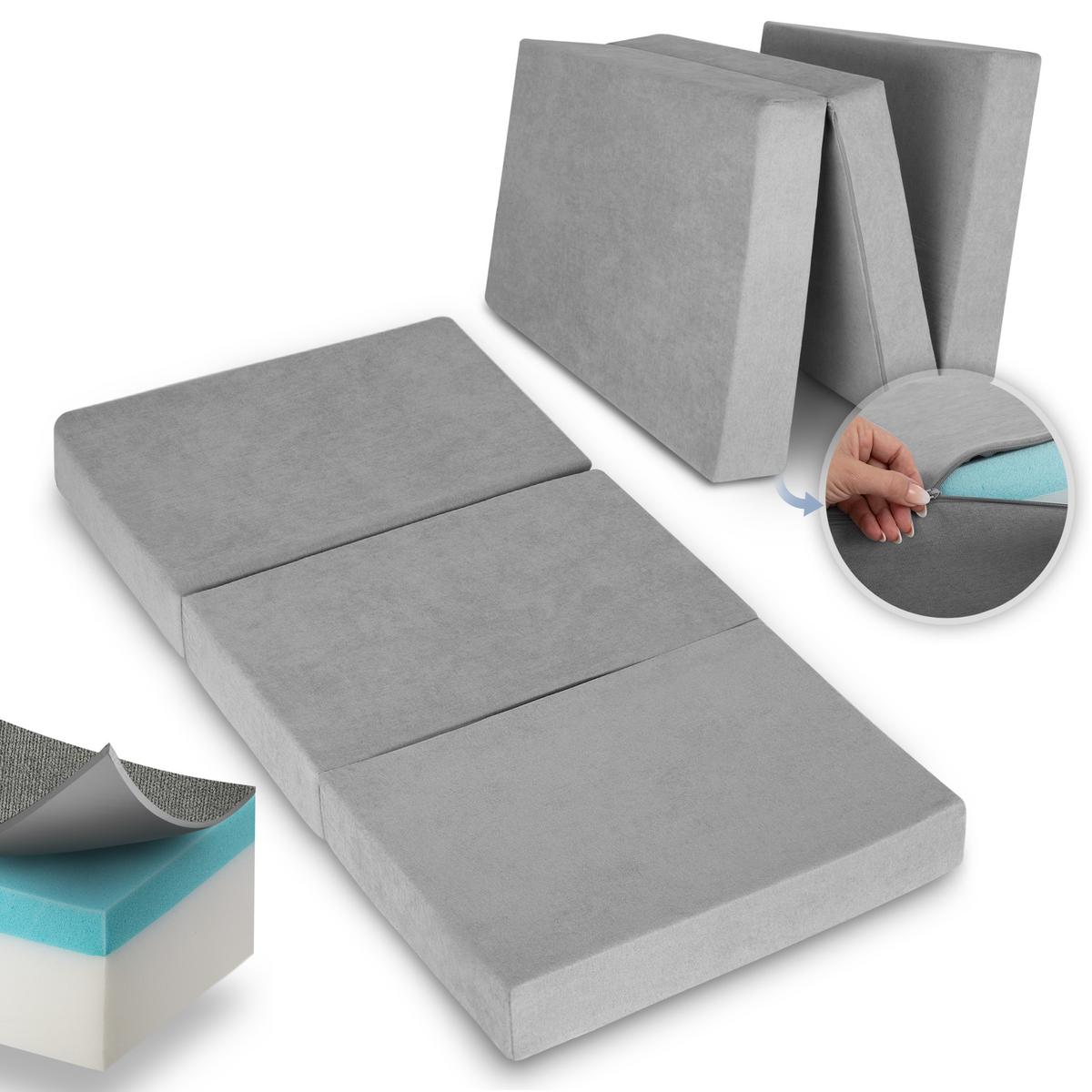 VISCO KLAPPMATRATZE VS95 201/90/14 cm Grau - Grau, Textil - Beautissu 