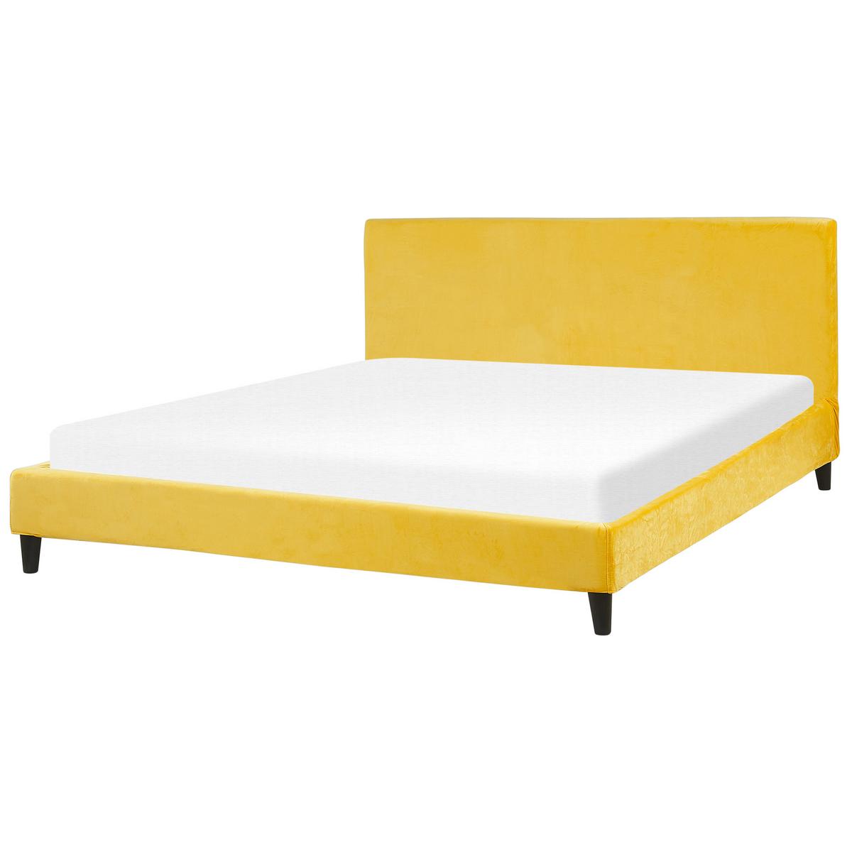 BETTRAHMENBEZUG Samtstoff 180/200 cm Gelb Fitou - Gelb, Textil (190/214cm) - Beliani