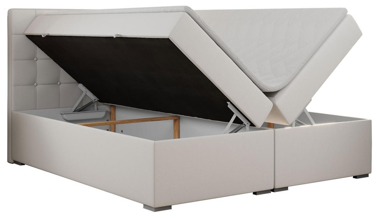 BOXBETT CARMEN 200/200 Weiß Kunstleder - H4 - Weiß, Holz/Textil (200/200cm) - MKS