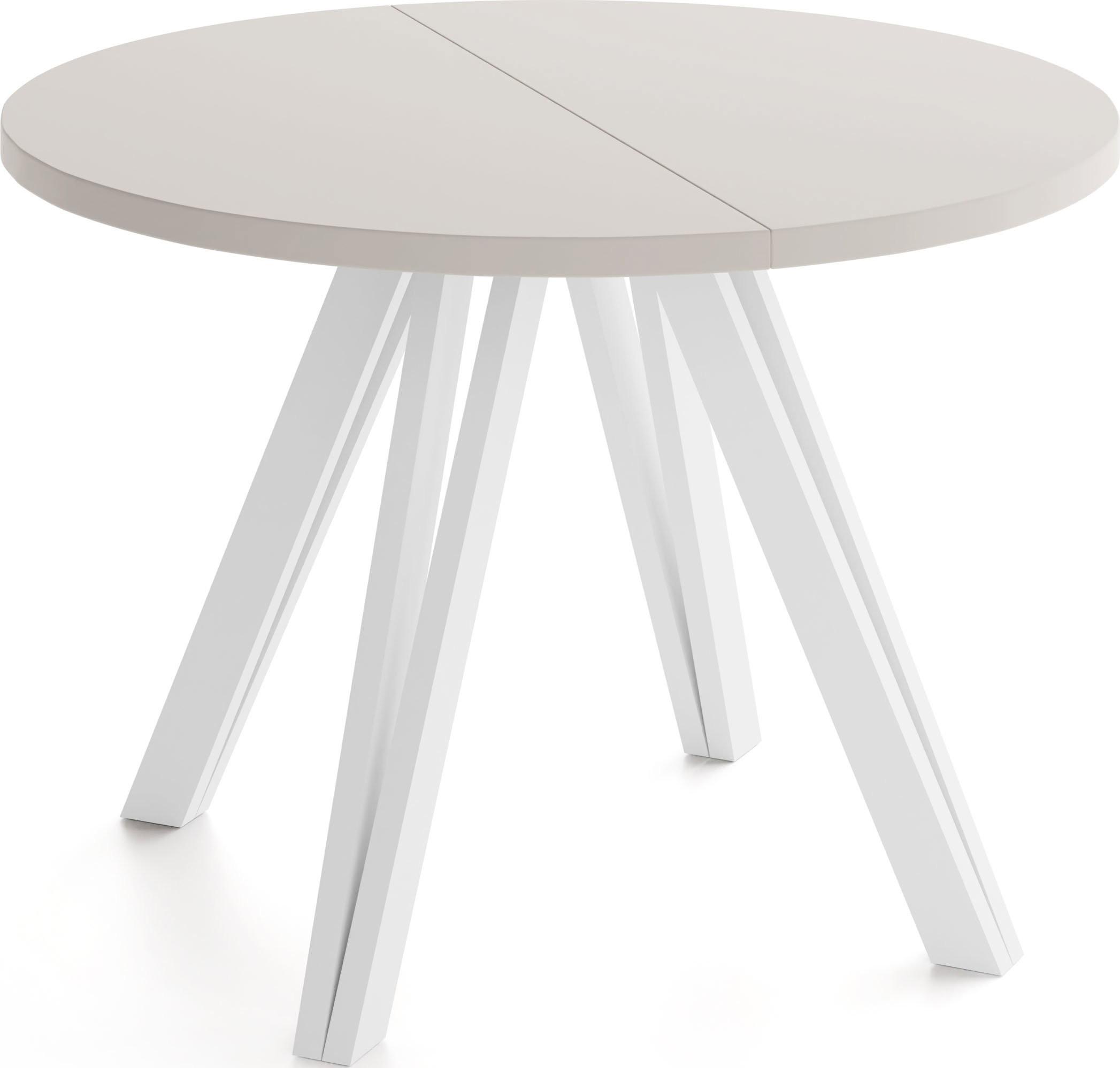 ESSTISCH Ravero runder ausziehbarer, Kaschmir 100-140/100/77 cm - Kaschmir/Beige, Holz/Holzwerkstoff (100/140/76.5cm) - WFL GROUP