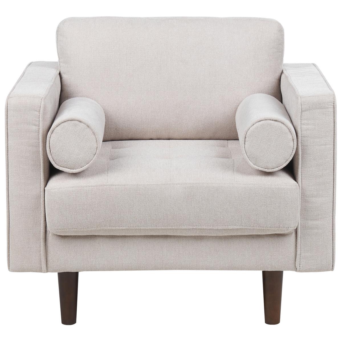 2-SITZER-SOFA Set mit Sessel hellbeige Nurmo - Dunkelbraun/Beige, Textil (74/78/140cm) - Beliani