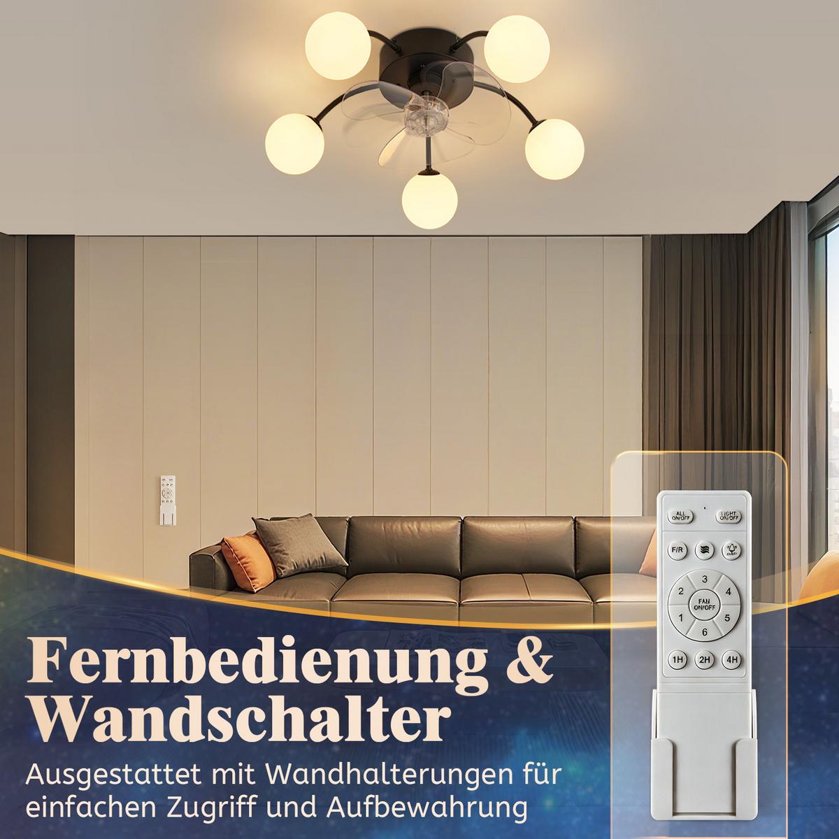 DECKENVENTILATOR Ularen 50/10/17 cm - Schwarz/Weiß, Kunststoff/Metall (50/10/17cm) - ZMH