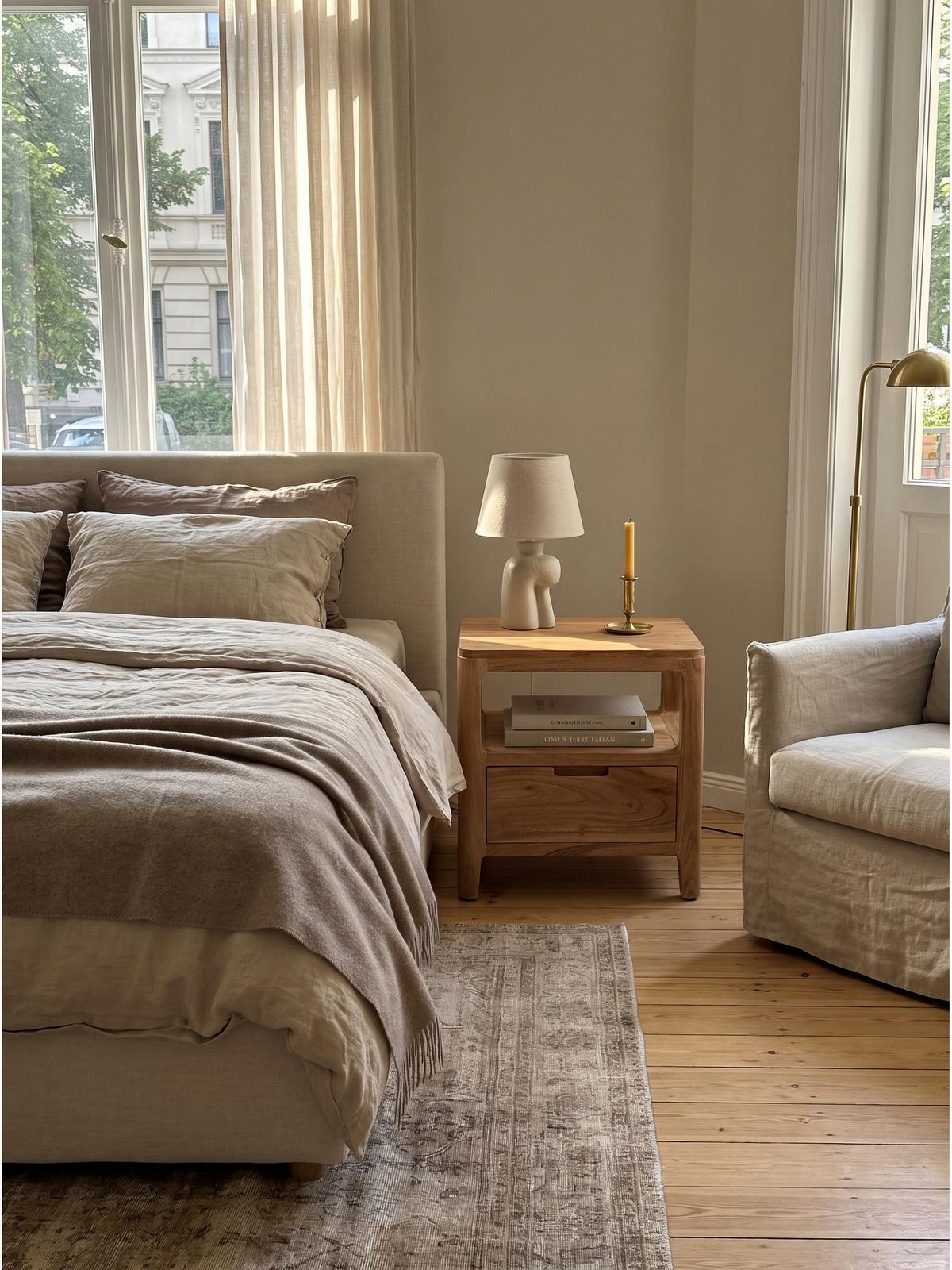 NACHTKONSOLE NALON, Akazie Massivholz, 45 x 35 x 46 cm - Braun/Akaziefarben, Akazienholz/Holz (45/46/35cm) - KADIMA DESIGN