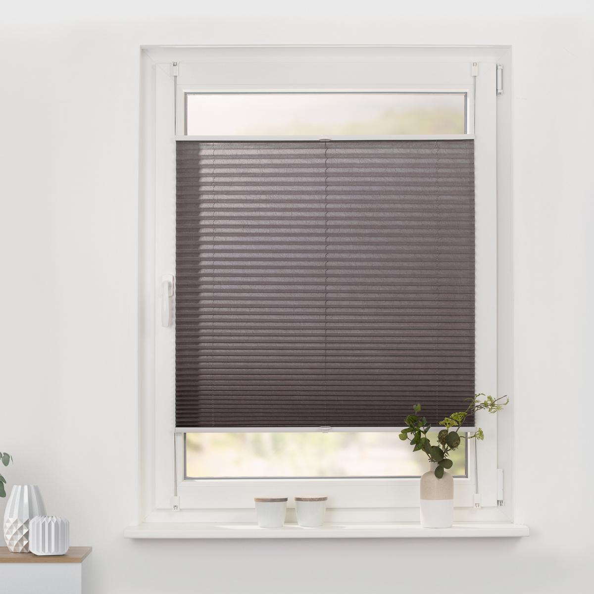 PLISSEE KLEMMFIX, OHNE BOHREN, VERSPANNT - Taupe, Kunststoff (80/130cm) - Lichtblick Original
