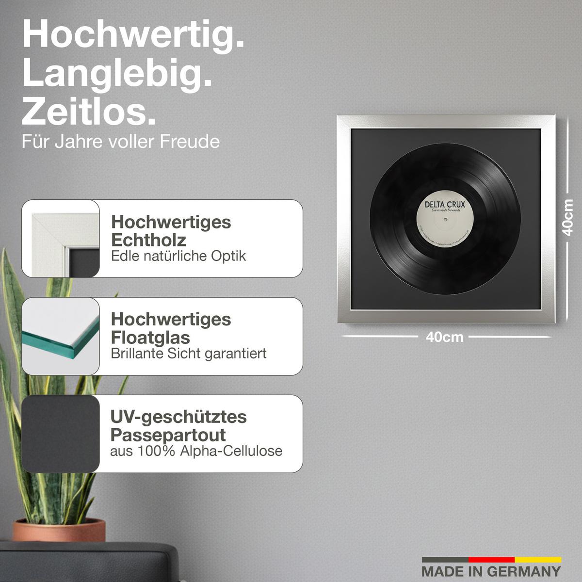 SCHALLPLATTEN BILDERRAHMEN 40/40 2er Set - Platinfarben, Holz (40/40cm) - K-Möbel