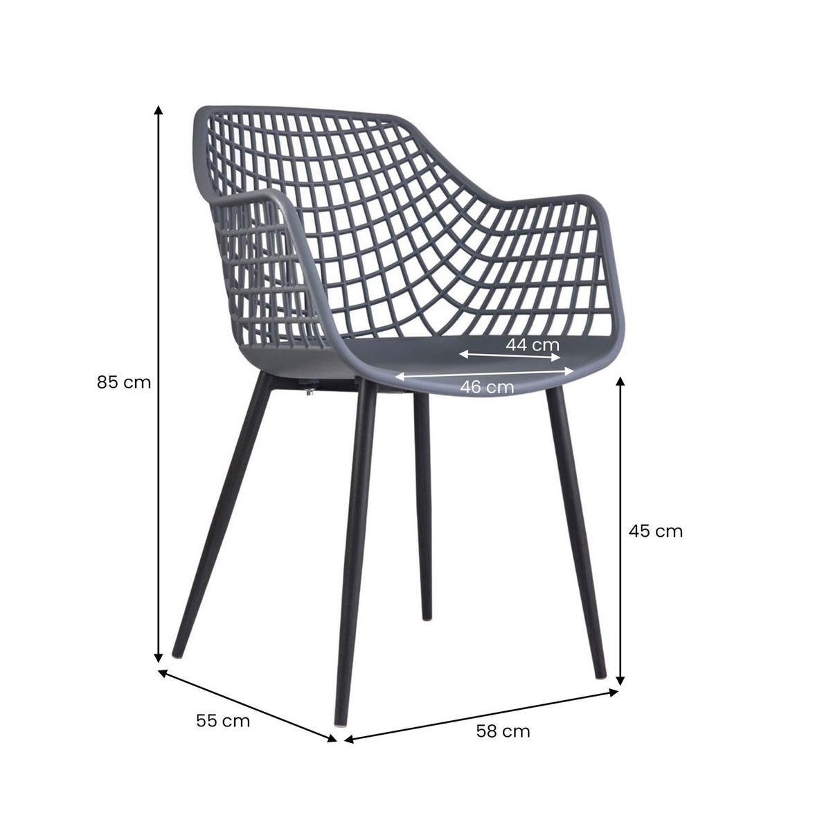 GARTENSTUHL LUCIA 4er-Set dunkelgrau - Dunkelgrau, Textil (56/84/55cm) - IDIMEX