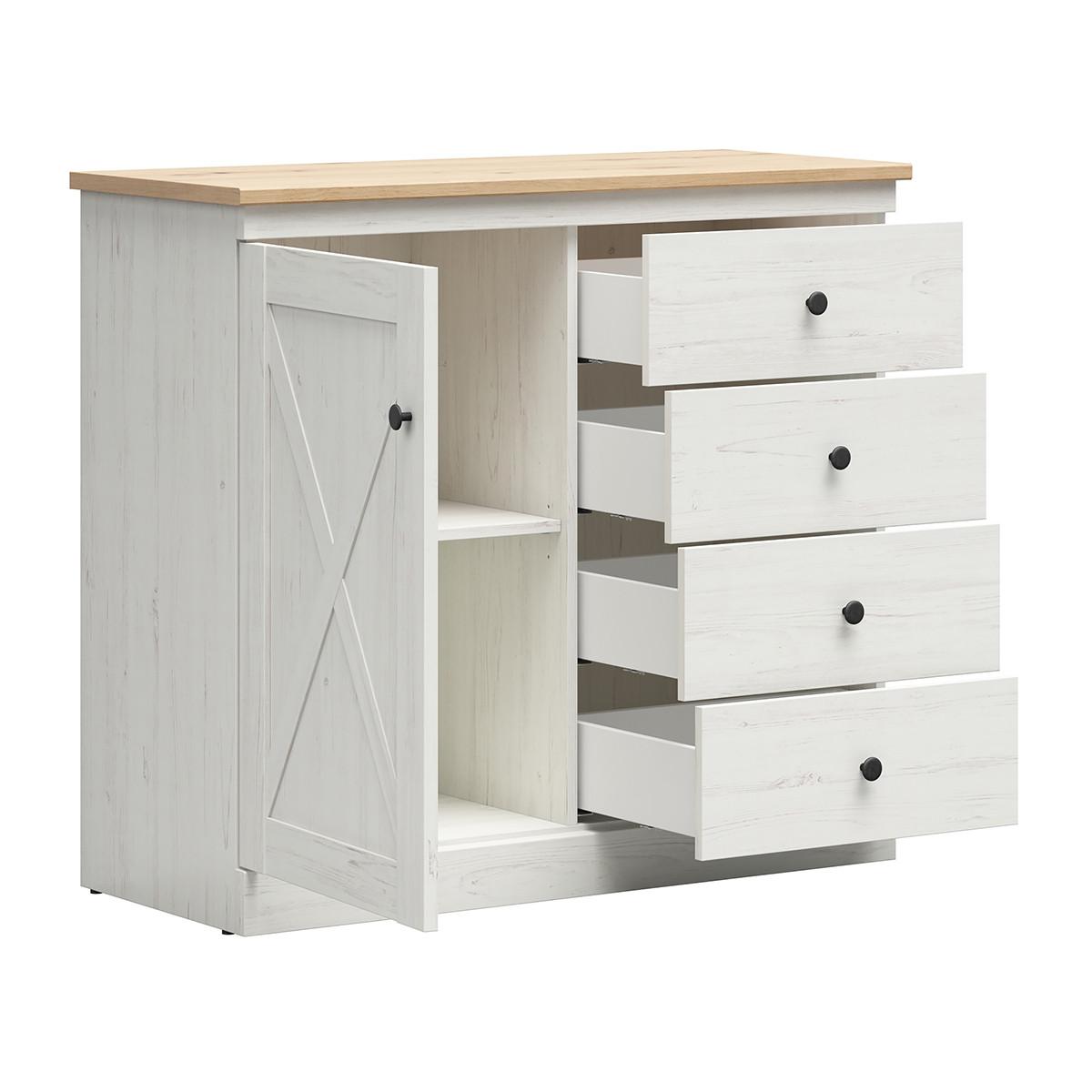 KOMMODE Victoria Weiß und Holz - Weiß, Holzwerkstoff (103/92/43cm) - Petits-meubles