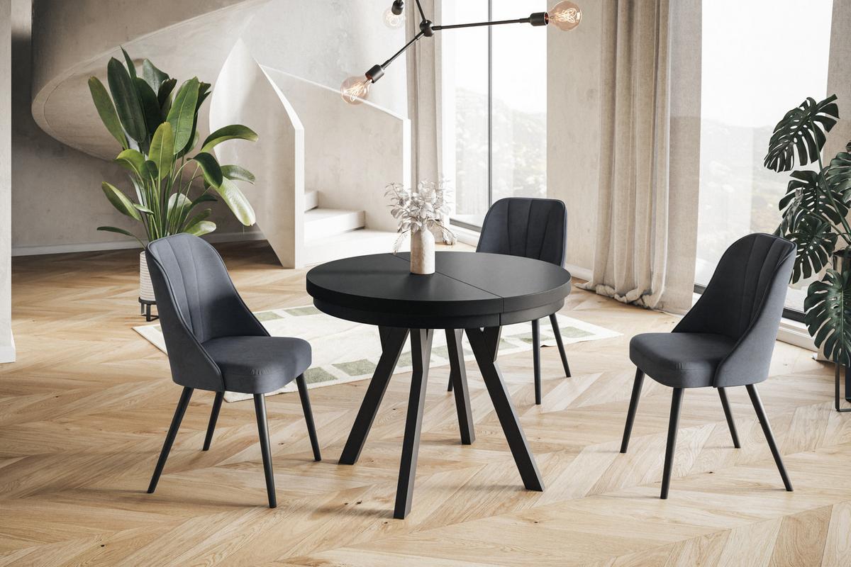 RUNDER Esstisch ausziehbar – Moderner Wohnzimmertisch und Küchentisch – Tisch mit Stabile Konstruktion, Durchmesser 100 cm - 200 cm - Farbe Schwarz - Schwarz, Holzwerkstoff (100/100/77cm) - Alpi-Möbel
