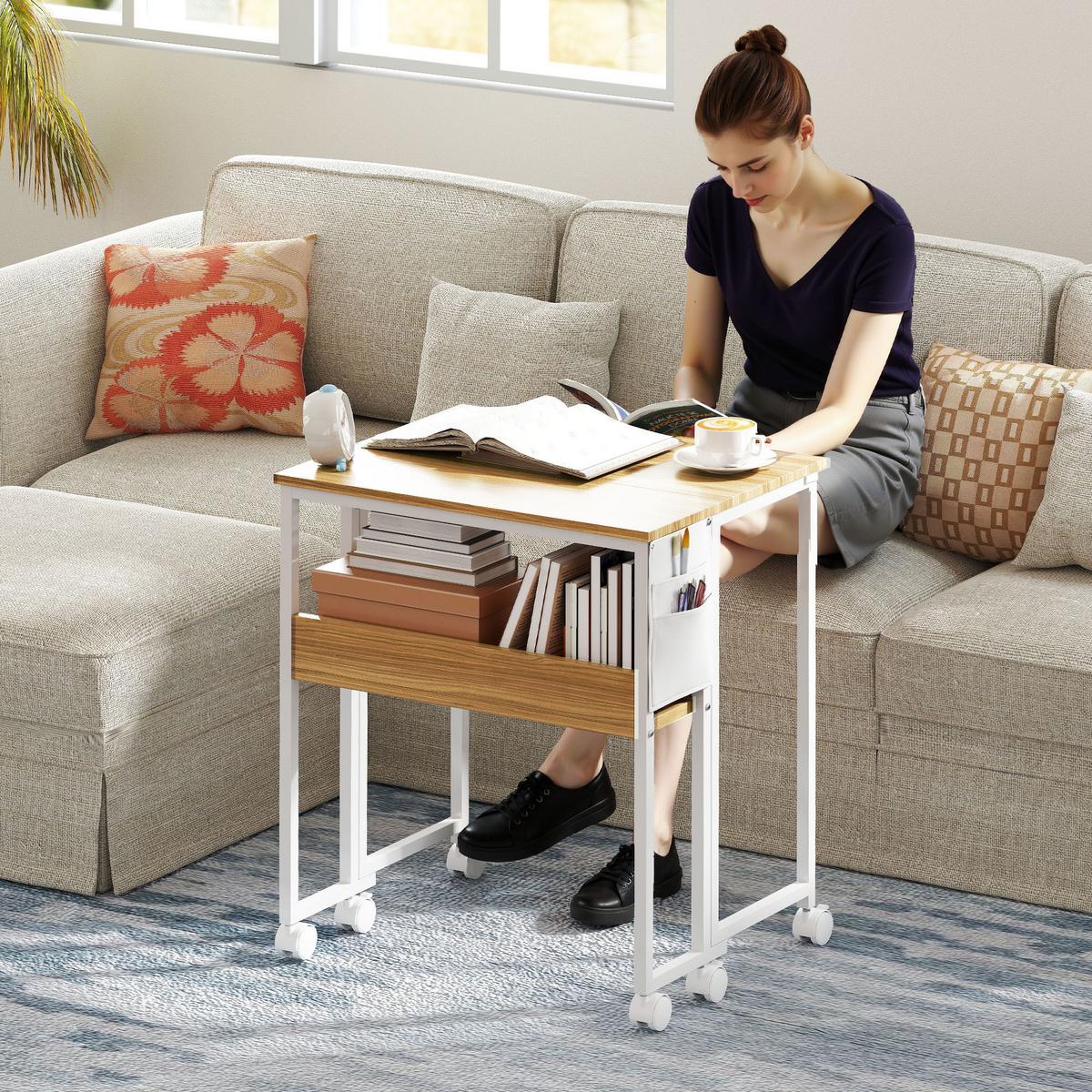 KLAPPBARER-SCHREIBTISCH MDF Stahl Naturholz - Naturfarben, Metall (63/50/75cm) - HOMCOM