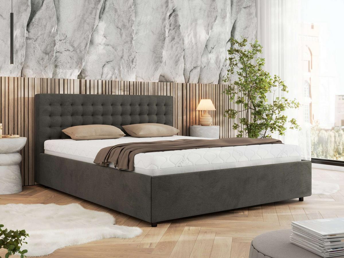 POLSTERBETT PAVO CLASSIC 200/200 - Dunkelgrau Velvet - Multipocket-Matratze - Dunkelgrau, Textil (200/200cm) - MKS