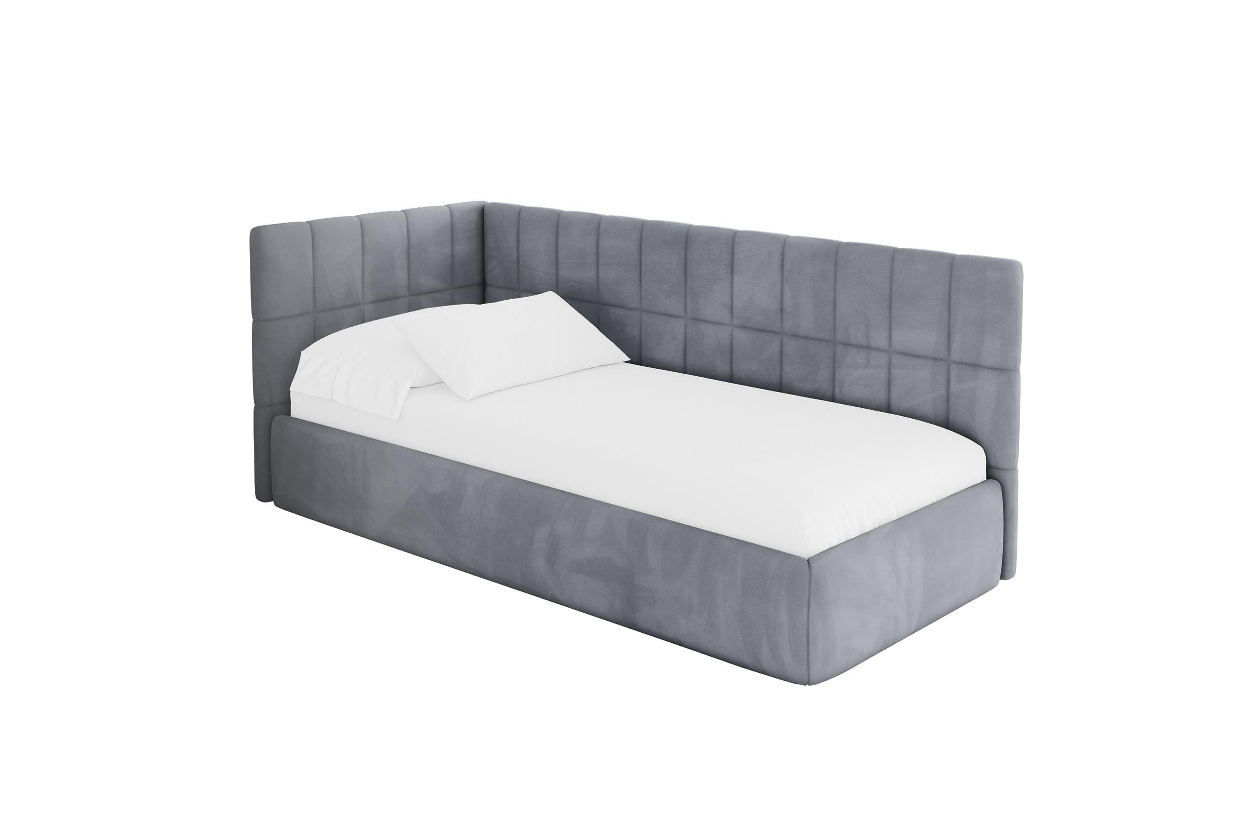 EINZELLBETT Jugendbett mit Bettkasten, Rechts - TULY 100x200 Grau - Blaugrau, Holzwerkstoff/Textil (100/200cm) - ALTDECOR