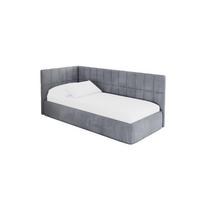 EINZELLBETT Jugendbett mit Bettkasten und Matratze H3/H4, Rechts - TULY 100x200 Grau - Blaugrau, Holzwerkstoff/Textil (100/200cm) - ALTDECOR
