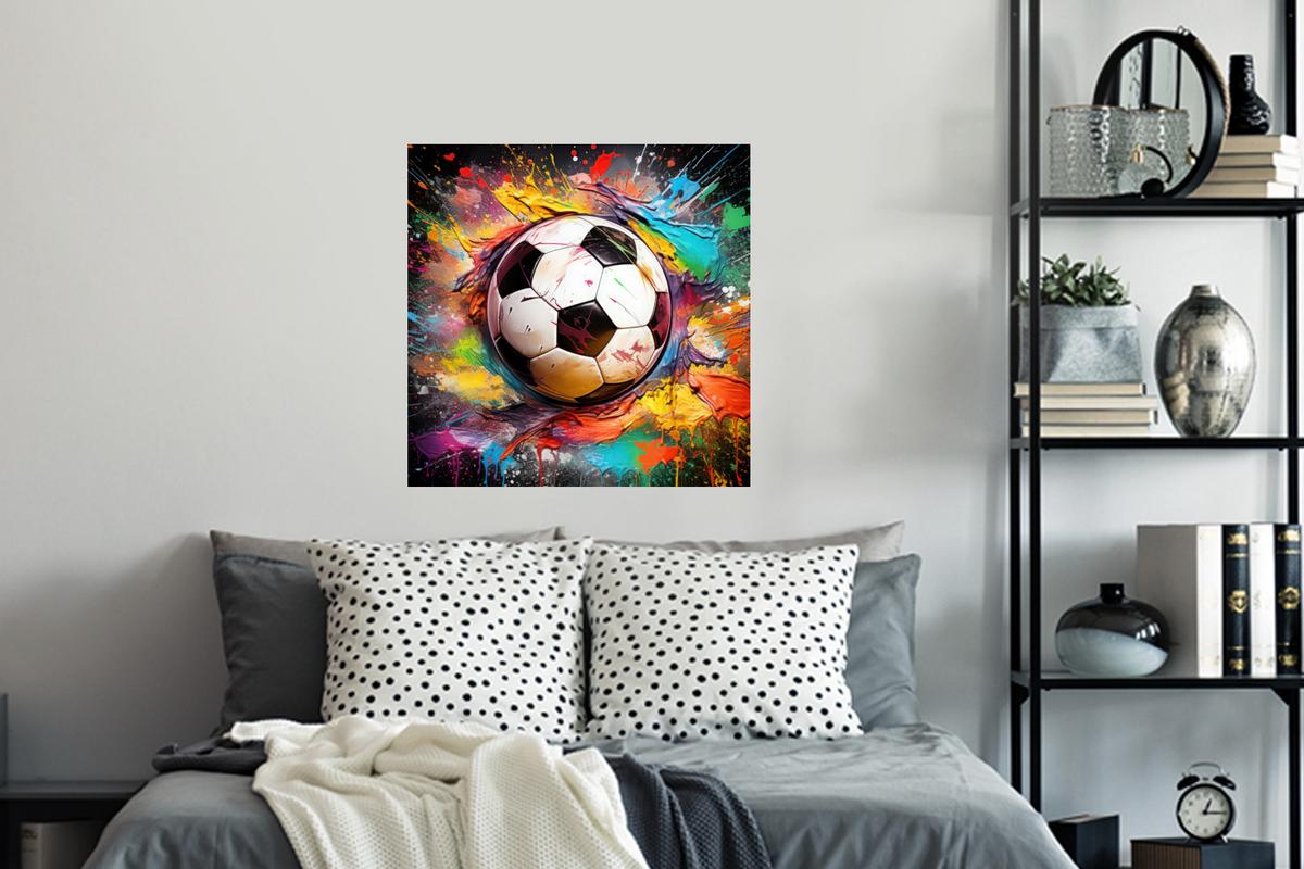 WANDTATTOO Fußball - Farbe - Farben - Schwarz - Weiß Wanddeko 50x50 cm - Weiß, Kunststoff (50/50/0.1cm) - MuchoWow