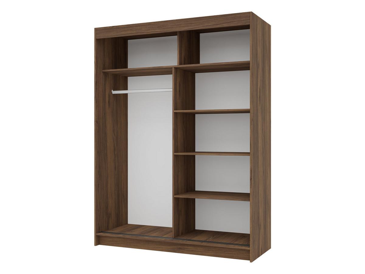 SCHIEBETÜRENSCHRANK Infinity I 150 - Nussbaumfarben/Schwarz, Holzwerkstoff/Kunststoff (150/200/58cm) - MIRJAN24
