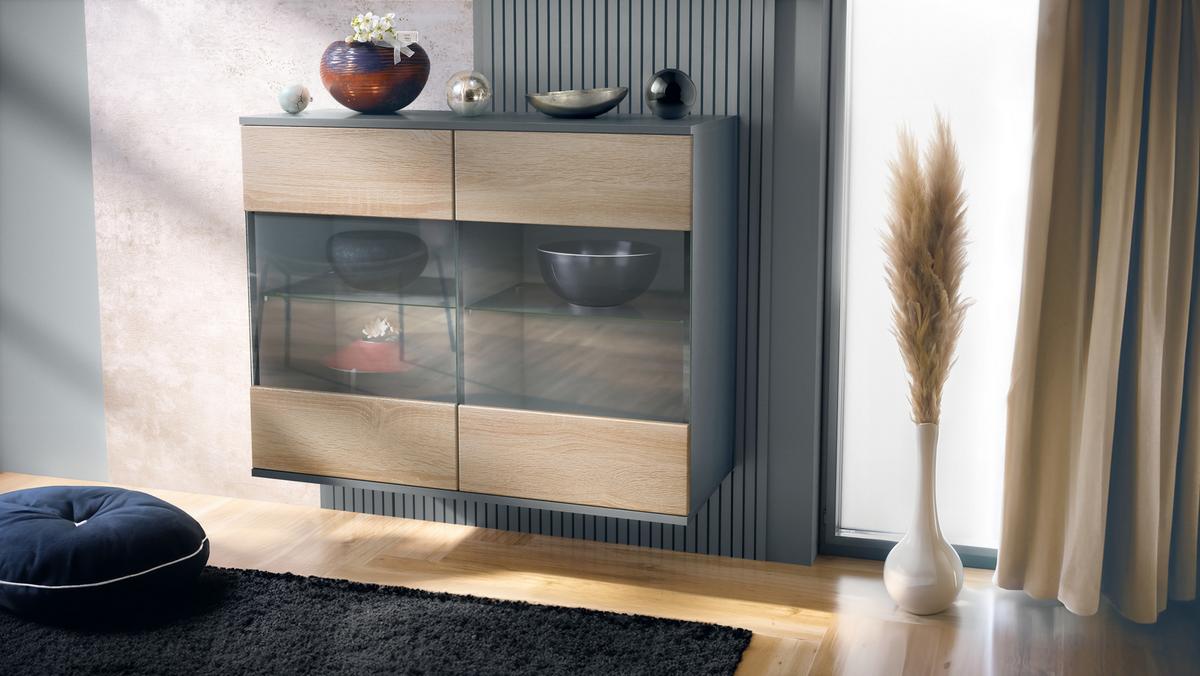 KOMMODE Bari Eiche sägerau - Eiche San Remo, Holzwerkstoff (92.5/73.5/35cm) - Vladon