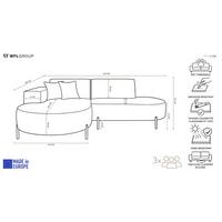 ECKSOFA Hana Loft 3-Sitzer Ecke Links, Cordstoff Chenille, Grau 241/80/168 cm - Schwarz/Grau, Textil/Metall (241/168cm) - WFL GROUP