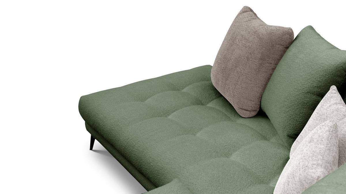 ECKSOFA CALME 5-Sitzer, olive und beige - Schwarz/Olivgrün, Holz/Textil (294/229cm) - Wozimo