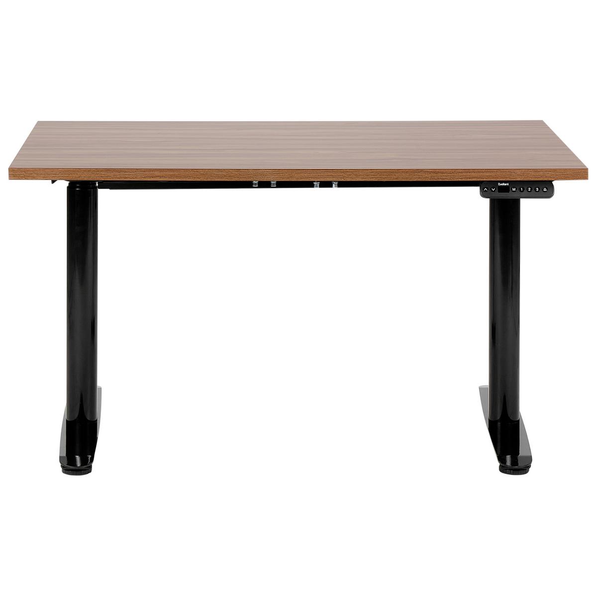 SCHREIBTISCH braunschwarz 120/72 cm elektrisch höhenverstellbar Destin IV - Dunkelbraun/Schwarz, Holz (72/120/67cm) - Beliani