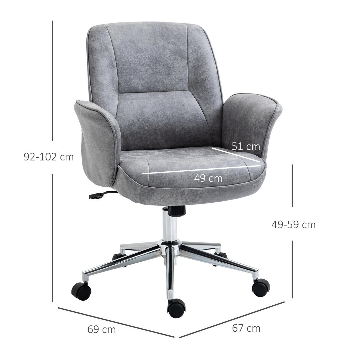 BÜROSTUHL Schreibtischstuhl drehbar verstellbar Mikrofaser Schaumstoff Grau - Hellgrau, Kunststoff (70/106/65cm) - Vinsetto