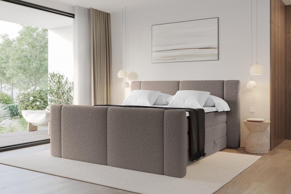 BOXSPRINGBETT mit Matratze H3/H4 - EVON KING Zanozek - 180x200 cm Braun - Braun, Holzwerkstoff (180/200cm) - ALTDECOR