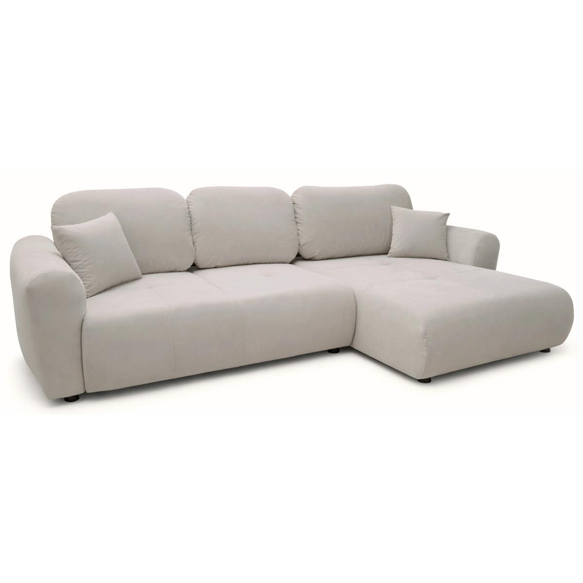 ECKSCHLAFSOFA Olido GRAUBEIGER VELOURS - Taupe/Schwarz, Kunststoff/Textil (279/150cm) - Selsey