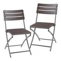 KLAPPSTUHL-SET 2 TLG. Lillestrøm - Dunkelbraun, Kunststoff/Metall (46/81/58cm) - [en.casa]
