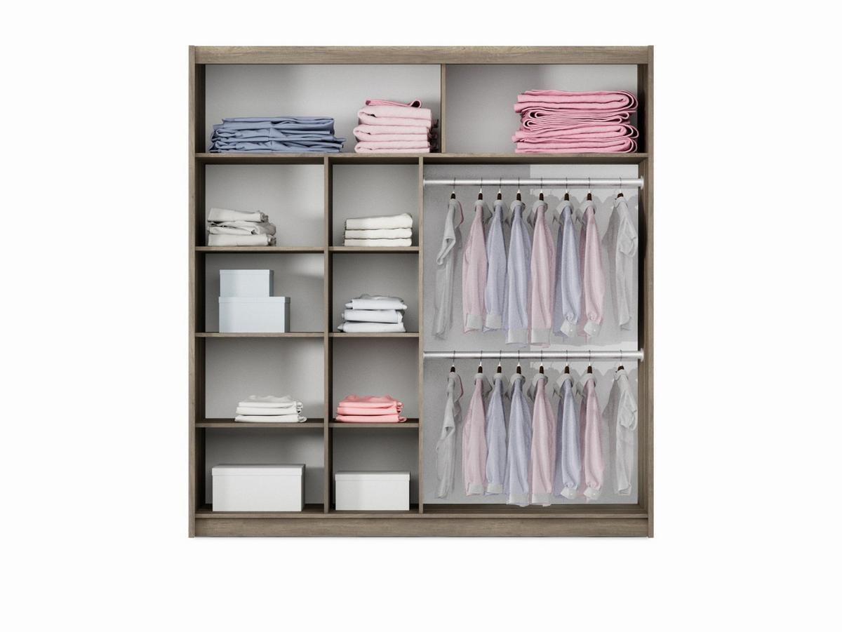 SCHWEBETÜRENSCHRANK POPPY 203/215/61 cm 2-türig mit Spiegel Eichefarben - Eichefarben/Braun, Holzwerkstoff (203/215/61cm) - MASSENO