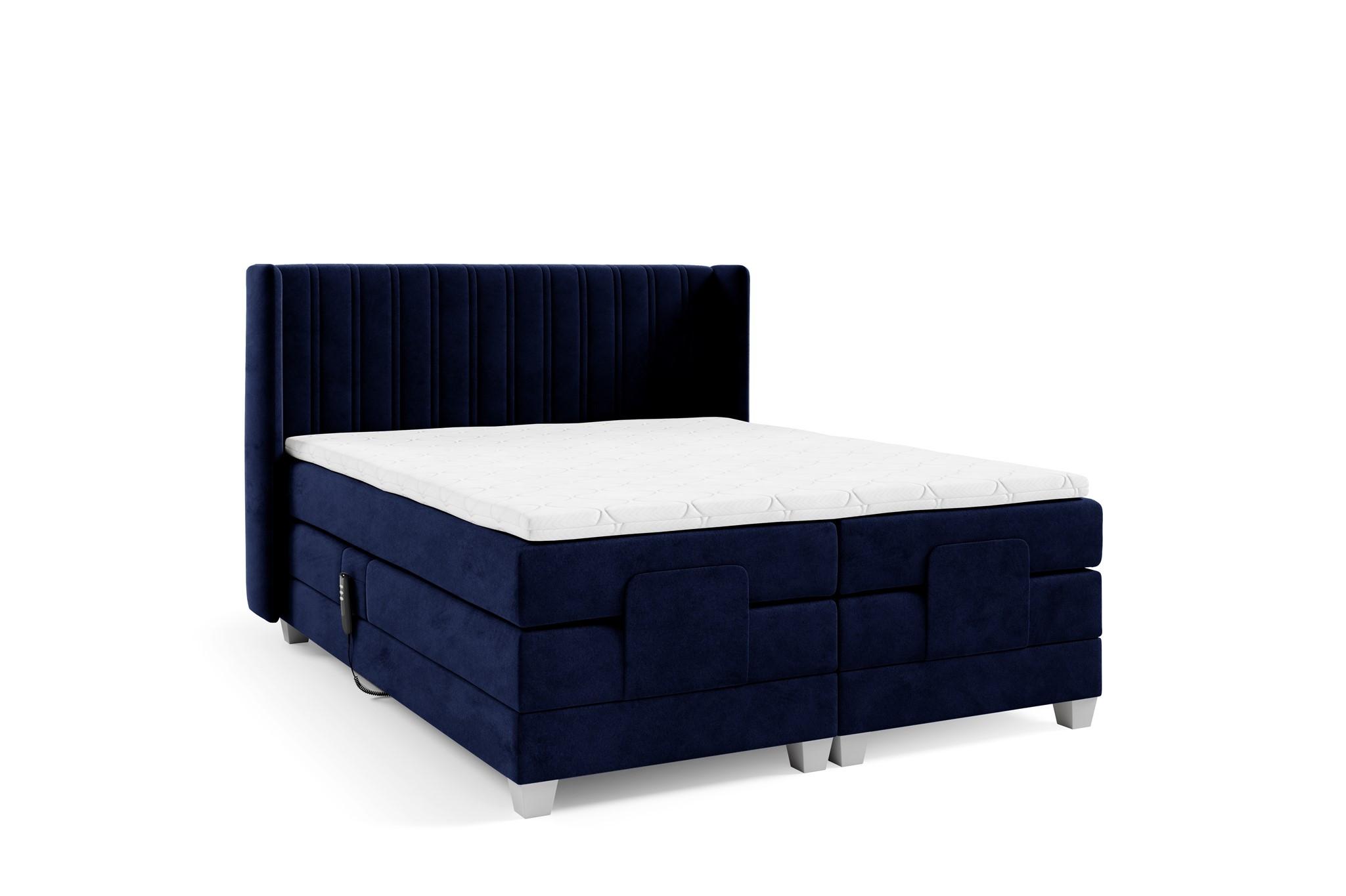 BOXSPRINGBETT Bett Elektrisch Magnus - Blau, Holzwerkstoff/Textil (160/200cm) - Fun Möbel