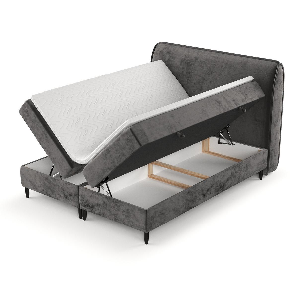 BOXBETT Lunaro 200/200 cm Stahl im Lotta Stoff - Graphitfarben/Schwarz, Holz/Holzwerkstoff (200/200cm) - AltaBeds