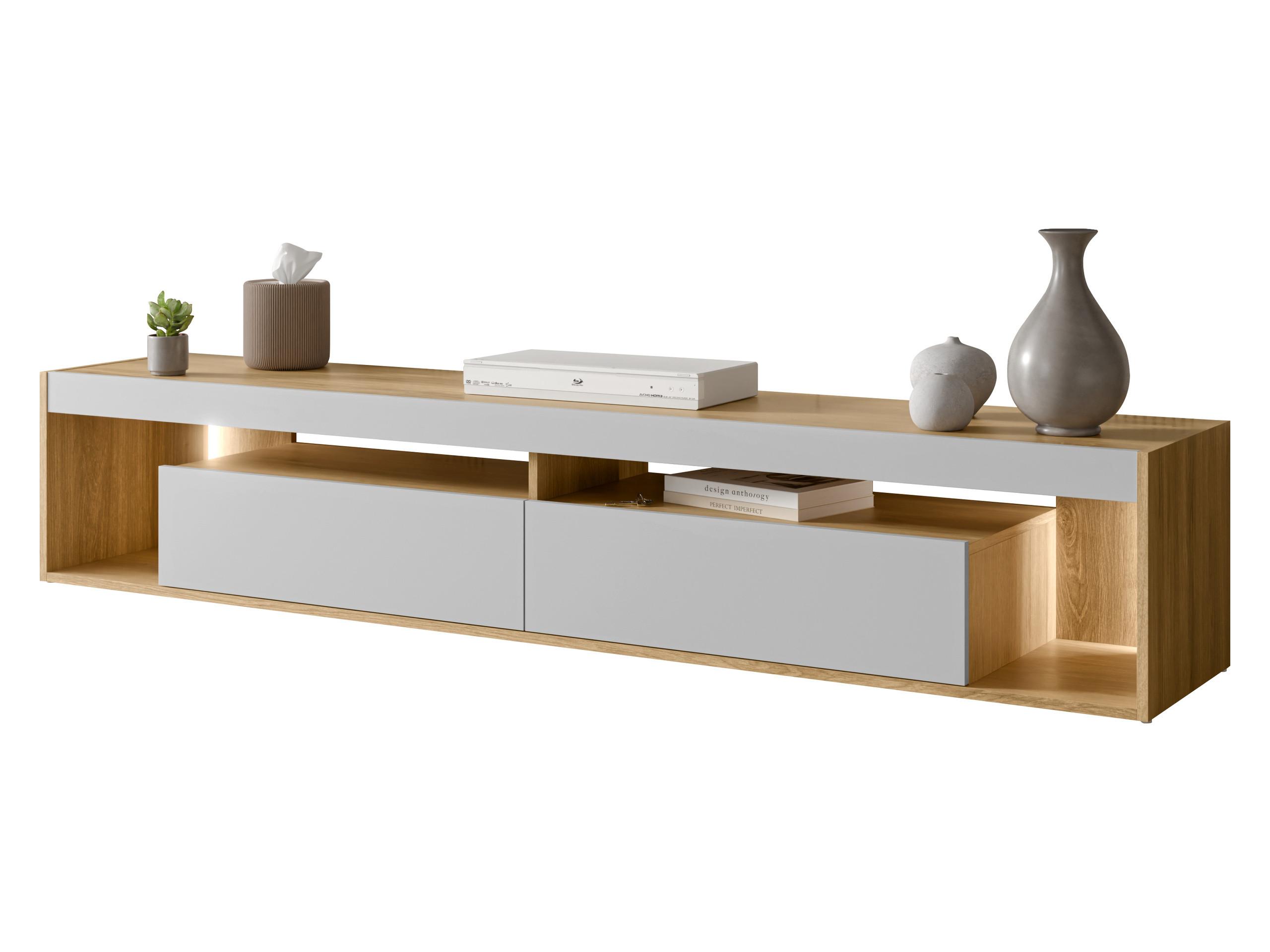 TV-LOWBOARD Fiore 200 2D - Eichefarben/Schwarz, Holzwerkstoff/Kunststoff (200/38/39cm) - MIRJAN24