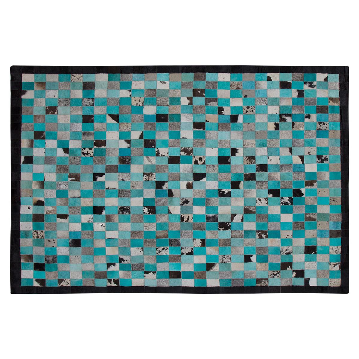 KURZFLOR-TEPPICH Nikfer 200/140 cm - Blau, Fell (140/200cm) - Beliani