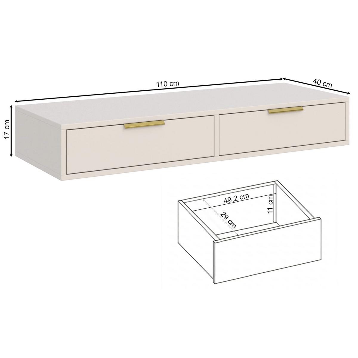 SCHMINKTISCH Vena Kaschmir 110 cm - Kaschmir/Goldfarben, Holzwerkstoff/Kunststoff (110/17/40cm) - Selsey