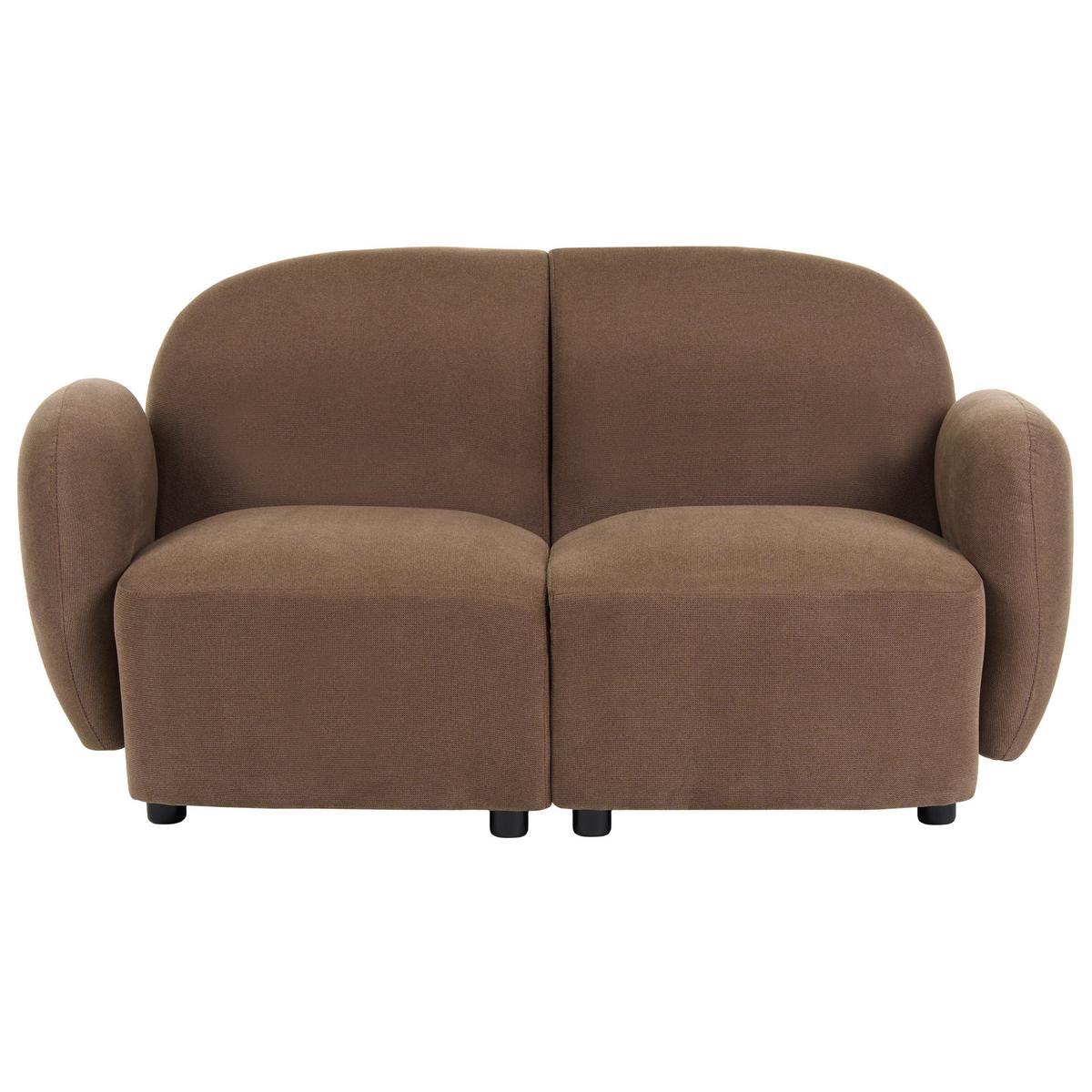 SOFA-SET 3-Sitzer Stoff Braun Jule - Schwarz/Braun, Textil (151/77/82cm) - Beliani