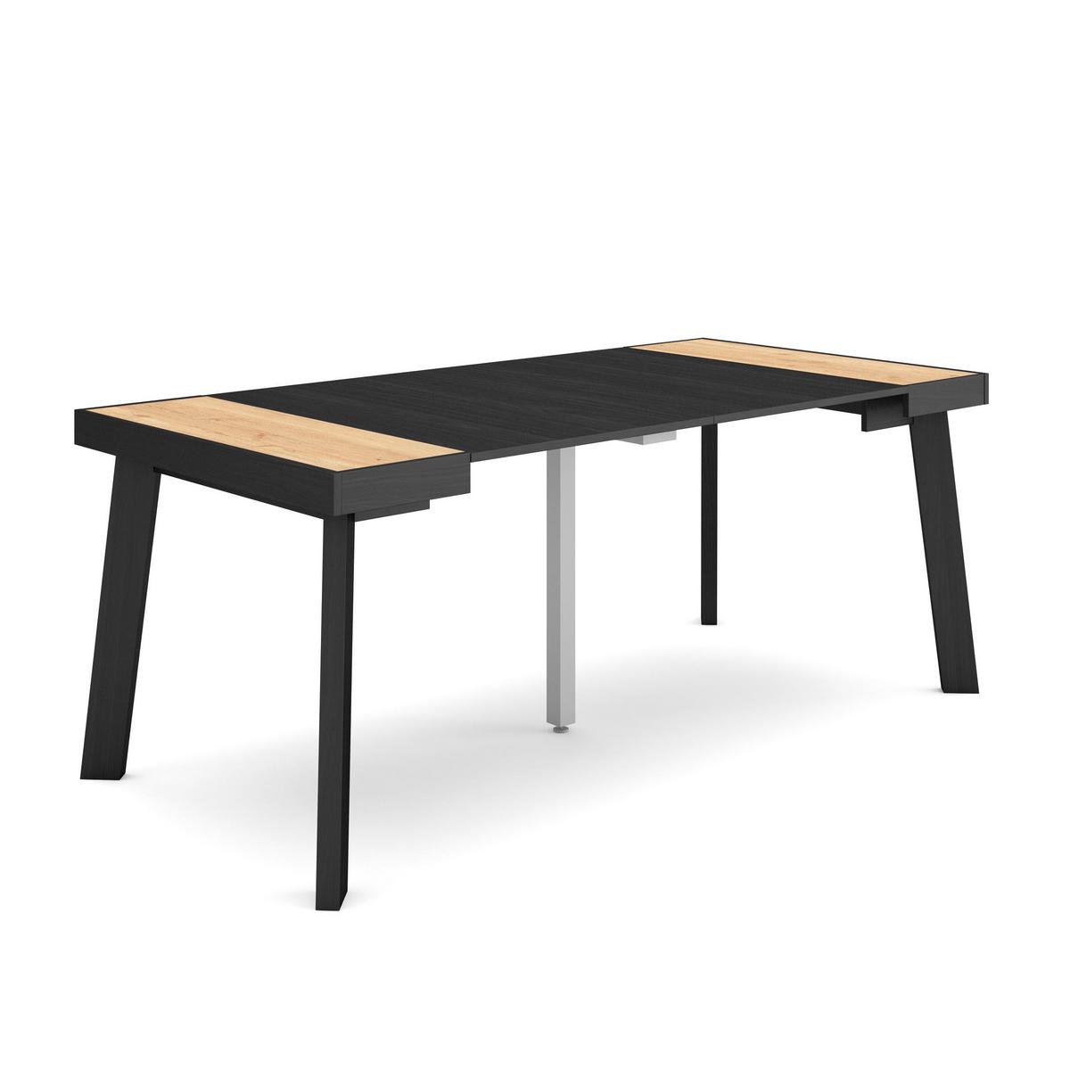 KONSOLENTISCH ausziehbar 58 bis 180cm, für 8 Gäste, eiche, schwarz, 90/58/73cm - Eichefarben/Schwarz, Holzwerkstoff (90/180/73cm) - Skraut Home