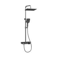 ÜBERKOPFBRAUSESET mit Armatur Thermostat Ablage Anthrazit 114,2/30,3/46 cm - Anthrazit, Metall (36/106.6/48.7cm) - EMKE