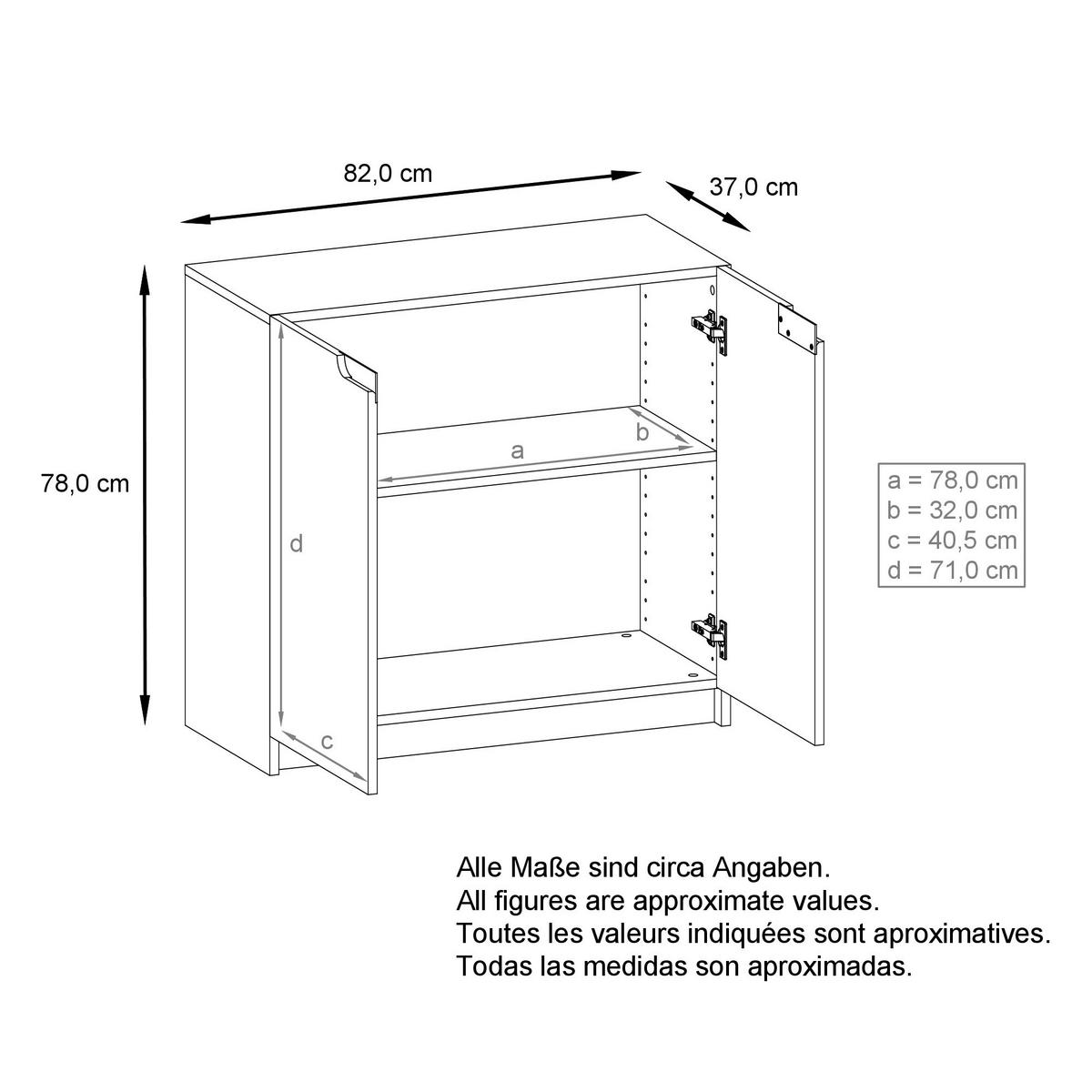 KOMMODE Logan Fronten in Avola-Anthrazit - Anthrazit, Holzwerkstoff (82/78/37cm) - Vladon