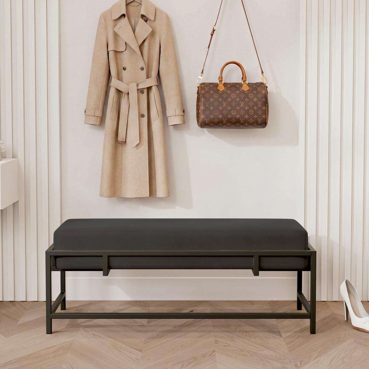 POLSTERBANK GLAM 80 cm Schwarz ,Metallgestell - Schwarz, Textil/Metall (80/45/35cm) - Idohome