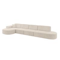 ECKSOFA Ottomane Links MARI-L3 - 413x171x79 cm Beige Cord - Beige/Schwarz, Holzwerkstoff/Kunststoff (165/406cm) - ALTDECOR