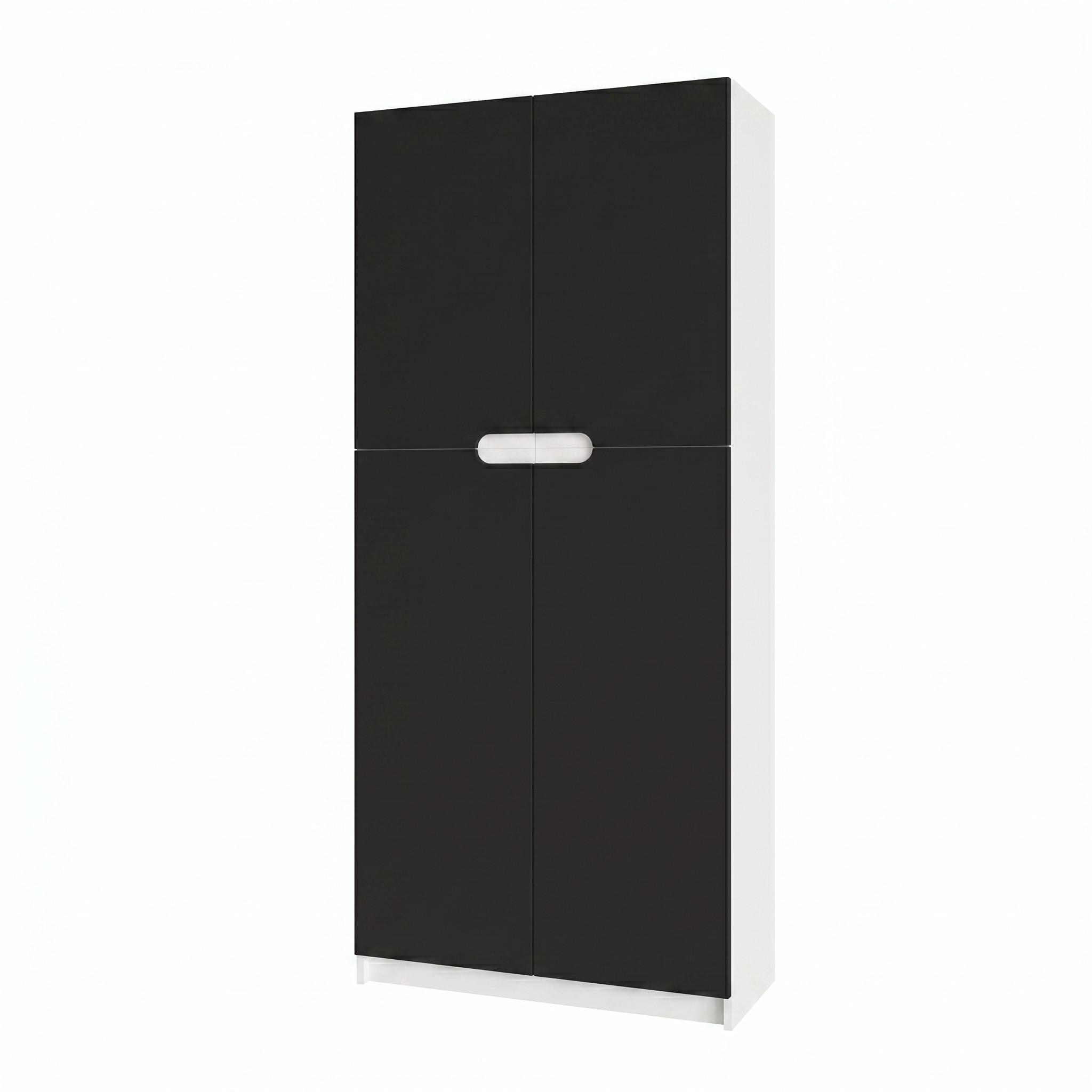BÜROSCHRANK Logan Fronten in Schwarz matt - Schwarz, Holzwerkstoff (82/184/37cm) - Vladon