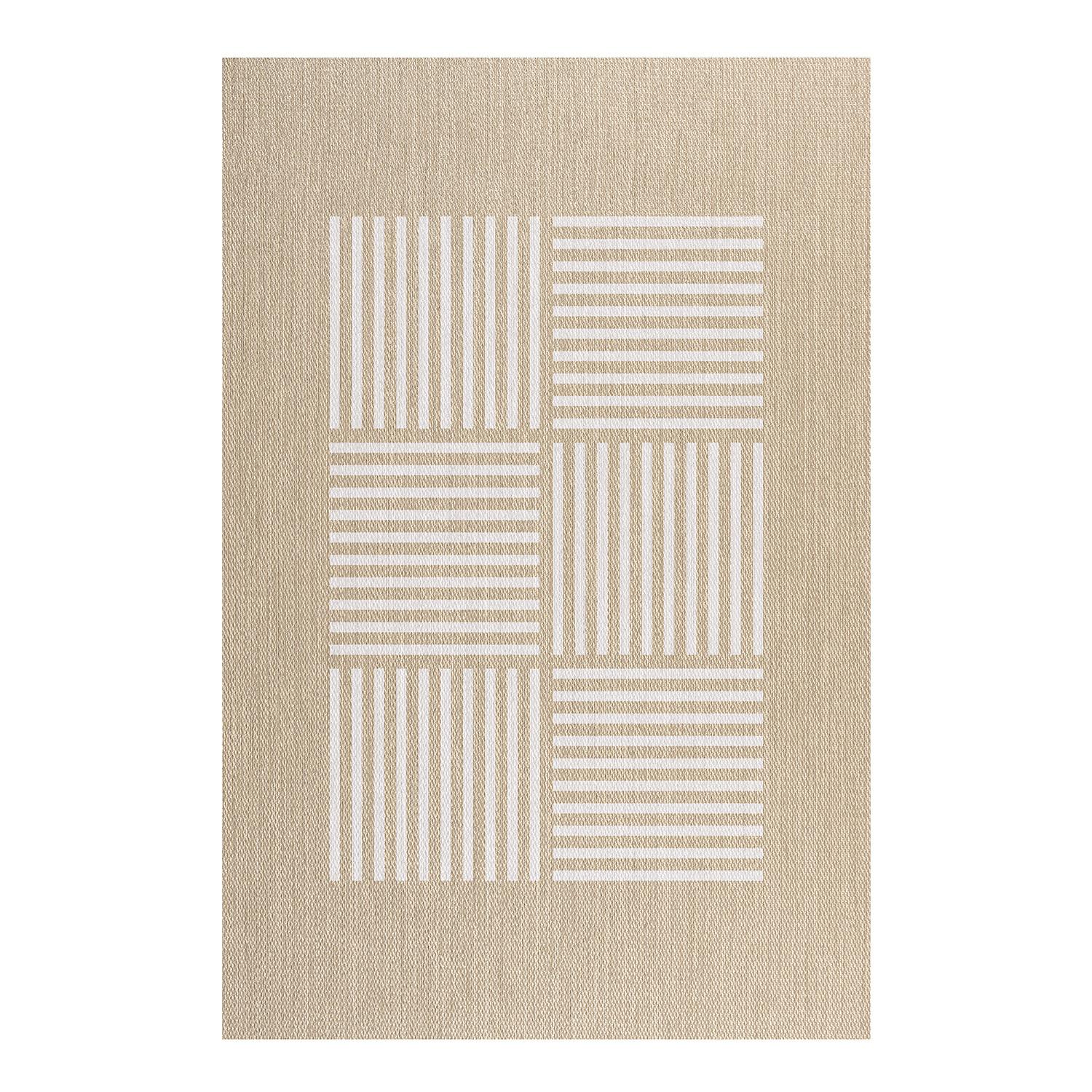 TEPPICH Premium en Vinyle Weiße Linien 140x200 cm - Eichefarben, Kunststoff (140/200cm) - STORESDECO
