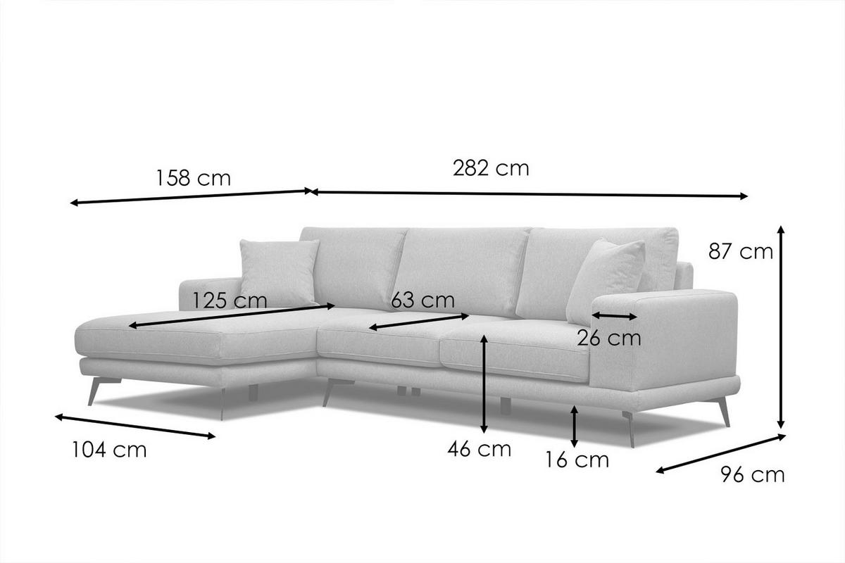 ECKSOFA MEDIOLANE 5-Sitzer, dunkelgrau - Dunkelgrau, Holzwerkstoff/Textil (158/282cm) - Wozimo